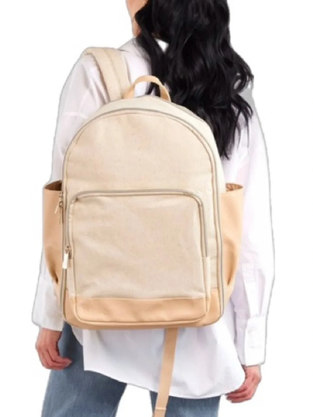 beige backpack with laptop sleeve BÉIS 'The BEISICS Backpack' in It also features a luggage trolley sleeve with a hidden pocket Beige Laptop Backpack 15.6 Inch,